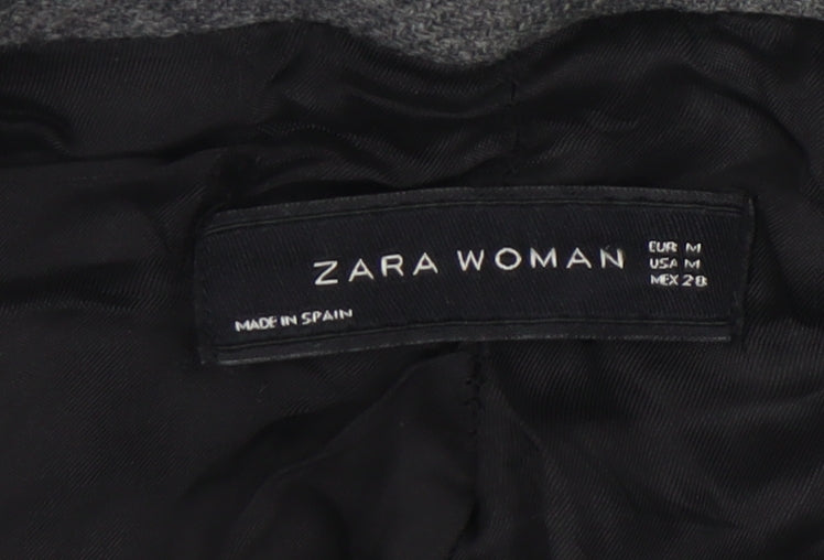 Zara Women Grey Wool Coat Medium Winter