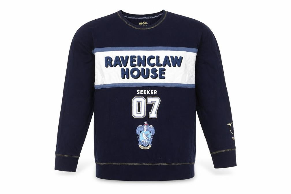Unisex Adults UK 10 Regular Harry Potter Blue Pullover Sweatshirt