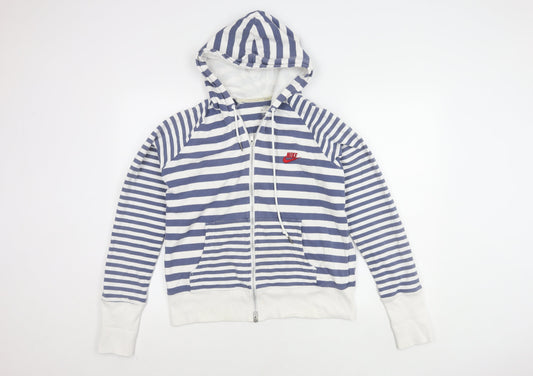 Nike Women's Blue Stripe Hooded Jacket XL