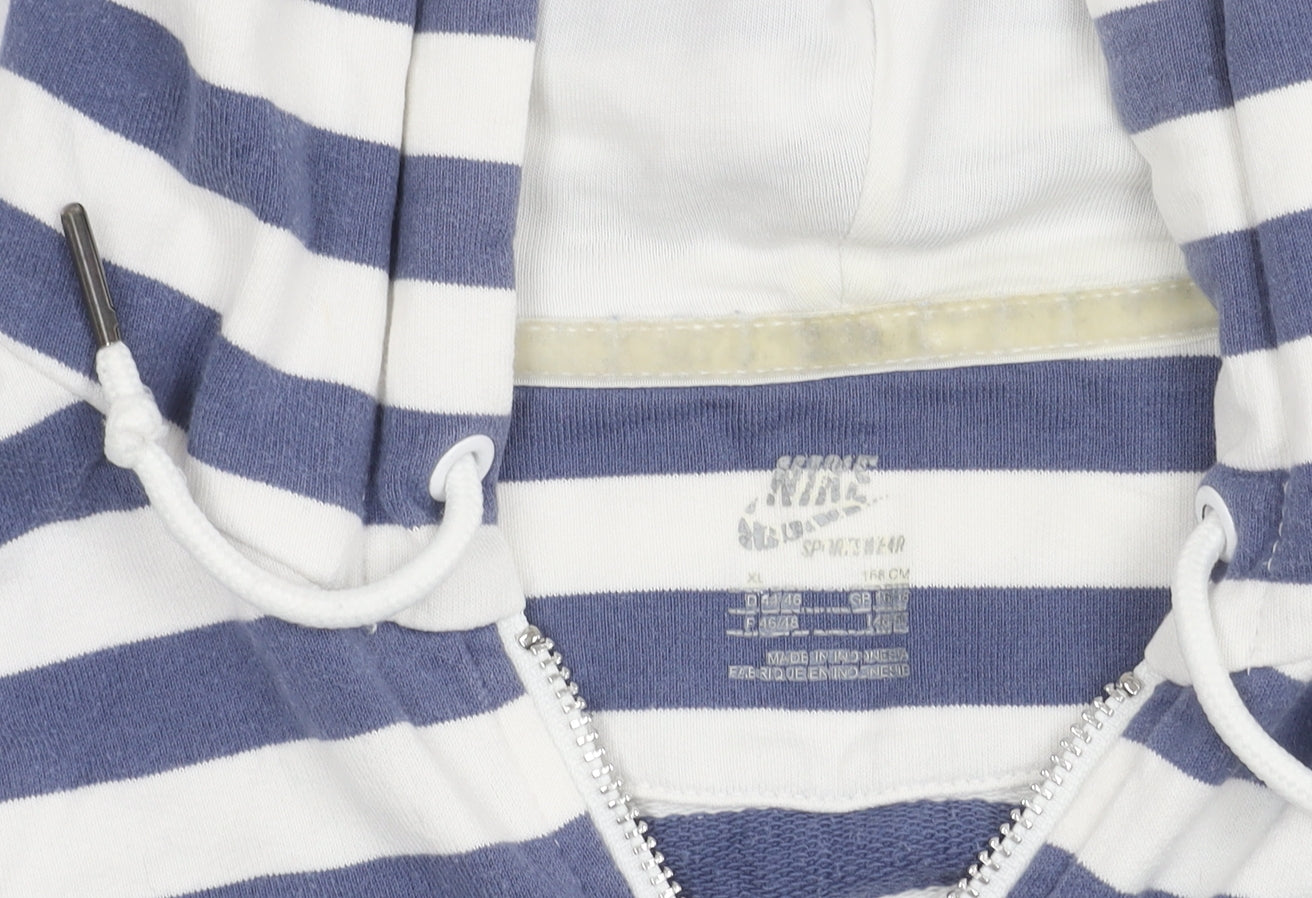 Nike Women's Blue Stripe Hooded Jacket XL