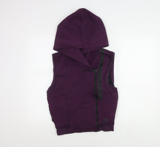Nike Men's Purple Sleeveless Jacket S, Hooded & Zipped