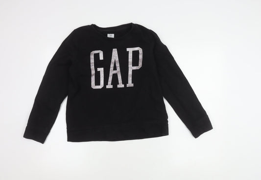 Gap Girls Black Pullover Sweatshirt, Size 14Y, Logo Accent