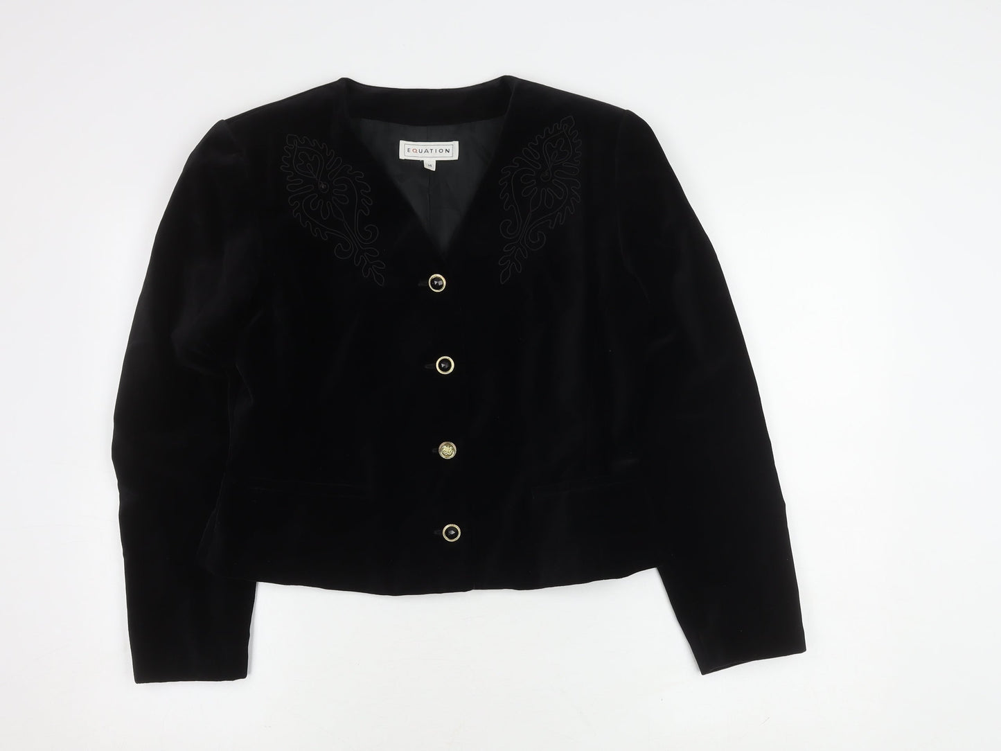 Equation Women's Black Suit Jacket Size 14 Long Sleeve