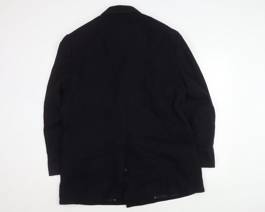 Jeff Banks Men's Black Wool Overcoat Size 42 Classic