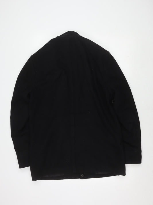 Austin Reed Men's Black Wool Overcoat Size S