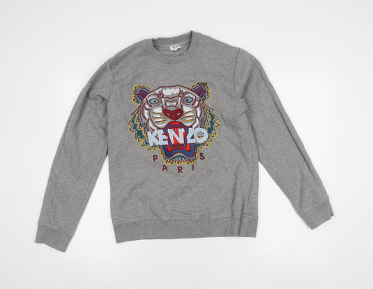 Kenzo Men's Grey Tiger Logo Sweatshirt Size S