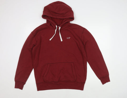 Hollister Co. Men's Red Pullover Hoodie Medium