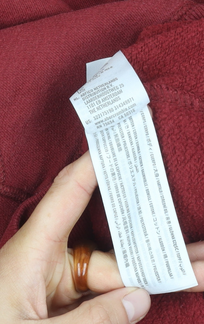 Hollister Co. Men's Red Pullover Hoodie Medium