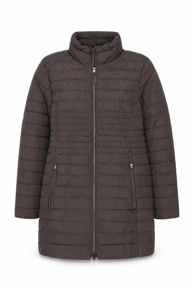 Front view of C&A Women's Grey Puffer Jacket, size 16, - Lightweight Zip