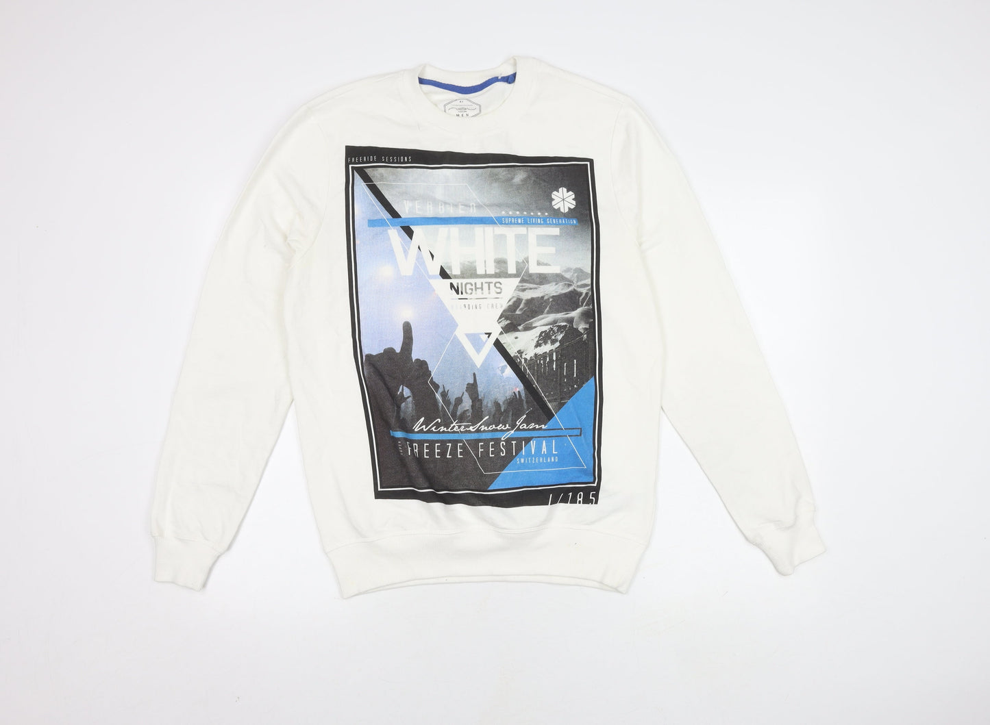 New Look Men’s White Graphic Print Pullover Sweatshirt