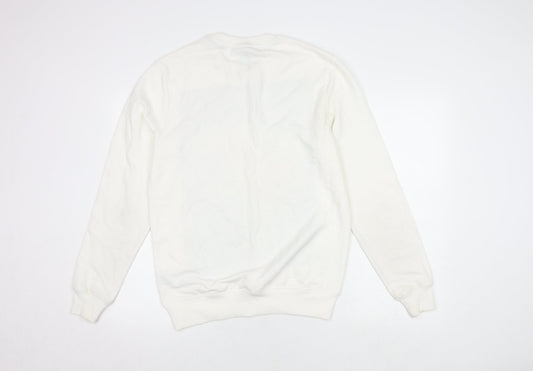 New Look Men’s White Graphic Print Pullover Sweatshirt