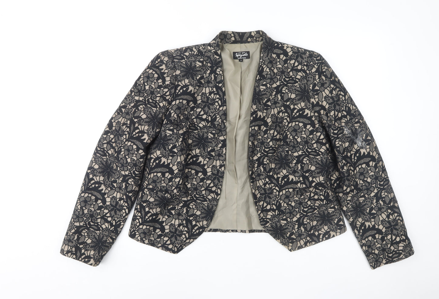 Per Una Women's Black Floral Blazer Jacket Size 16