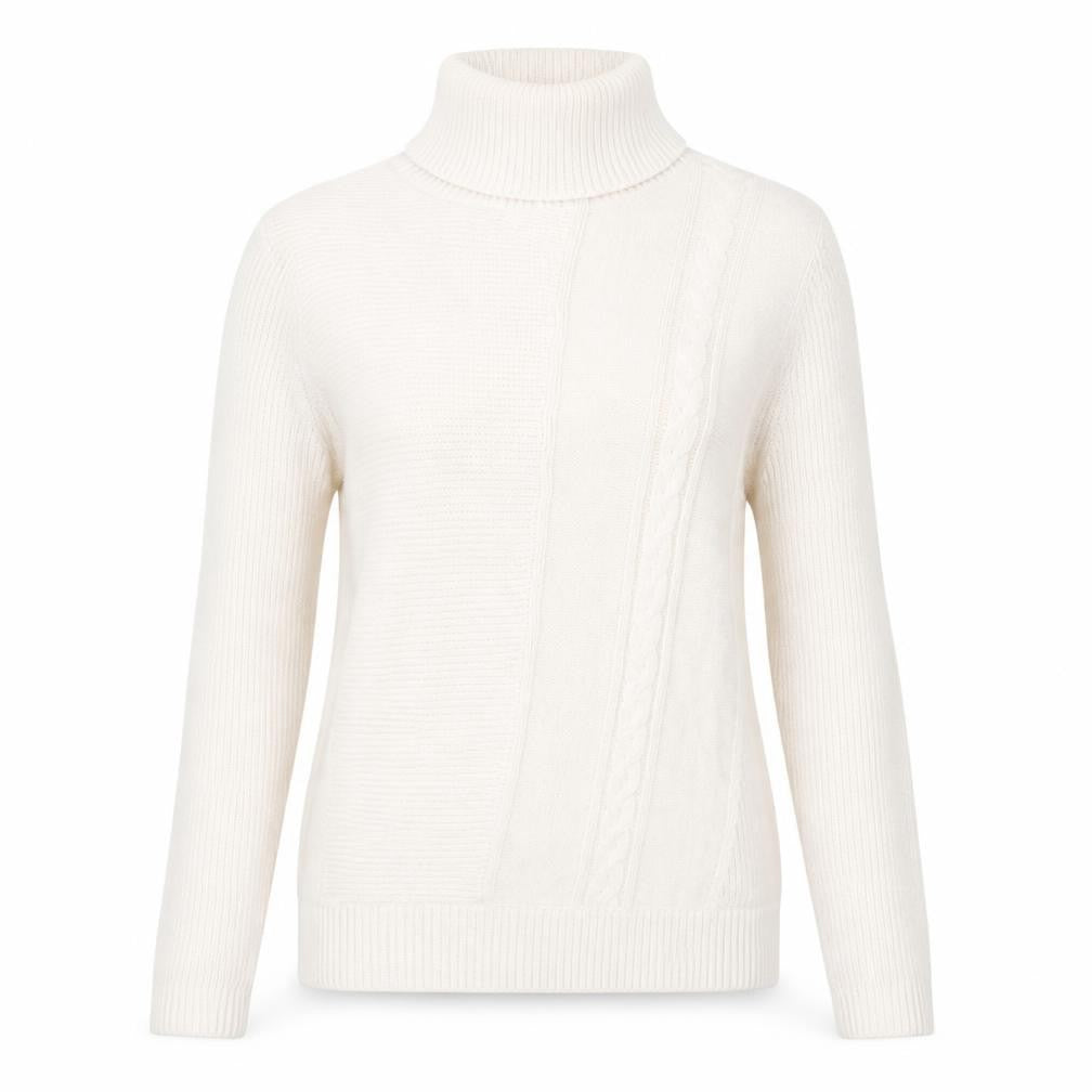Therapy Women's White Cable-Knit Roll Neck Jumper S