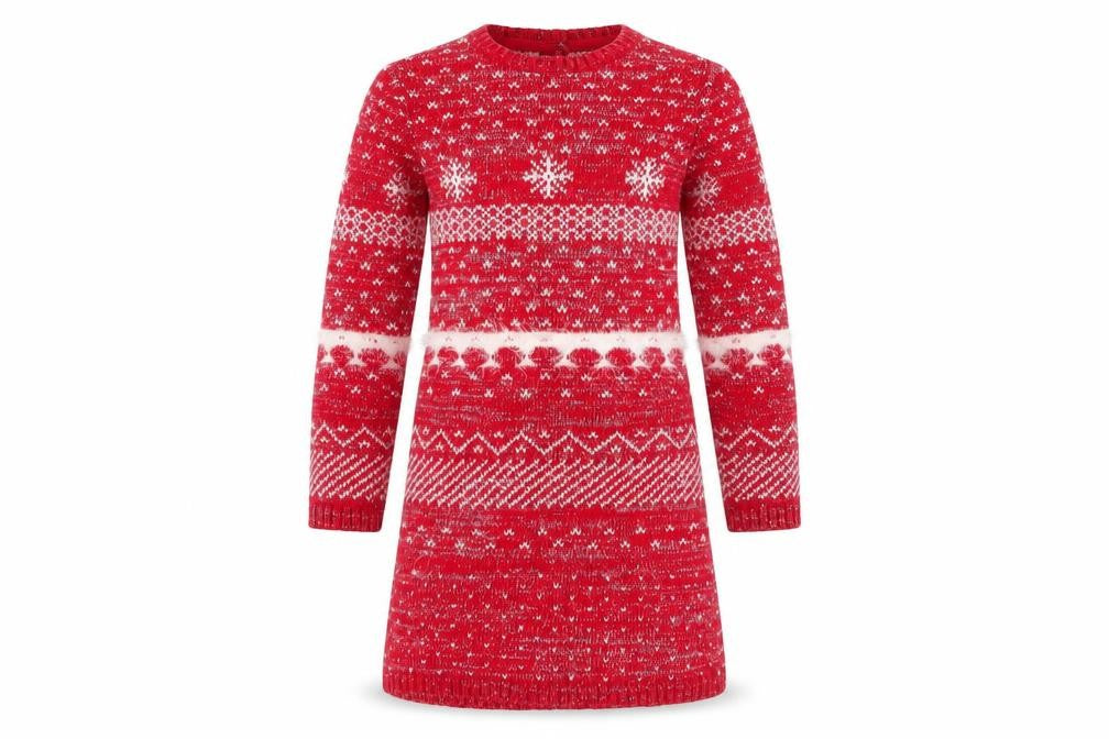 Marks and Spencer Girls' Red Fair Isle Christmas Dress 6-7 Years