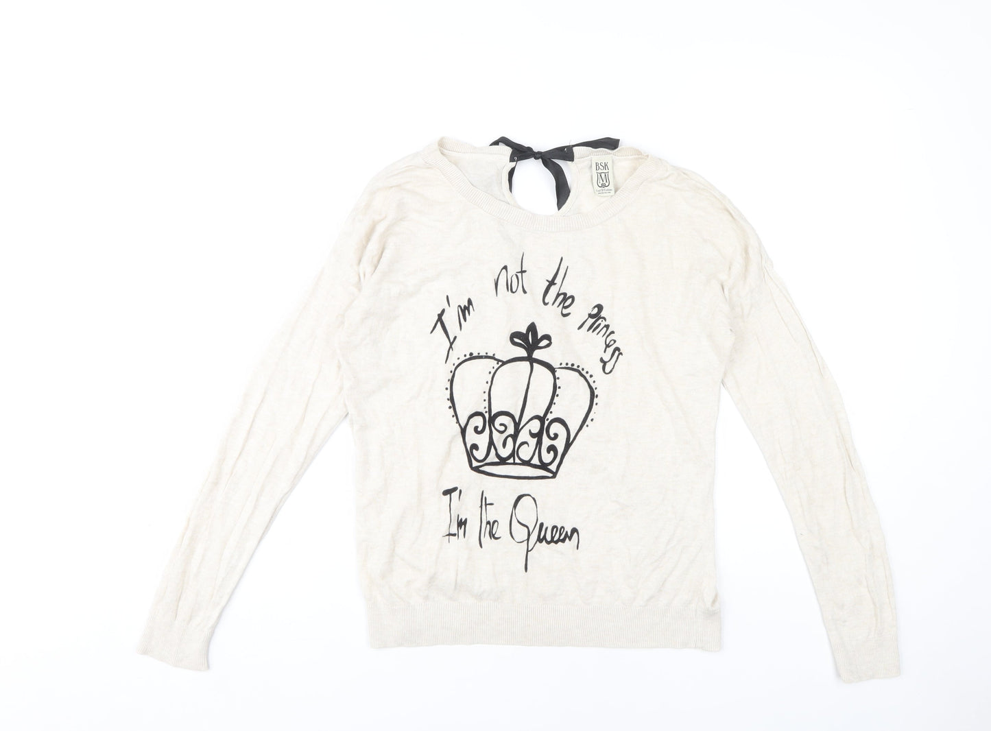 Bershka Women's White Queen Pullover Jumper M