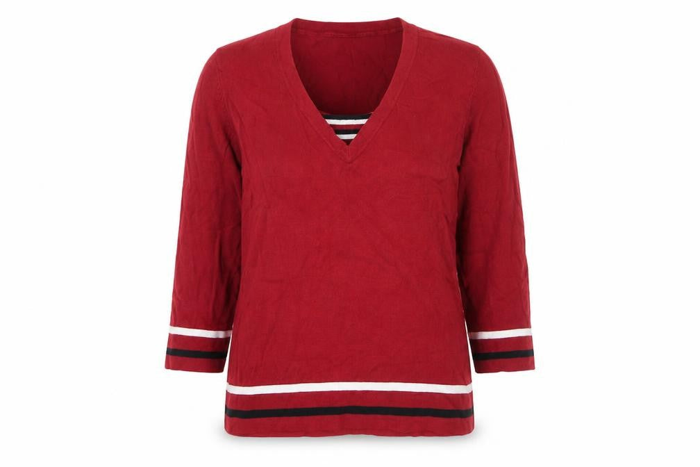 Autonomy Women's Red V-Neck Pullover Jumper Size 14