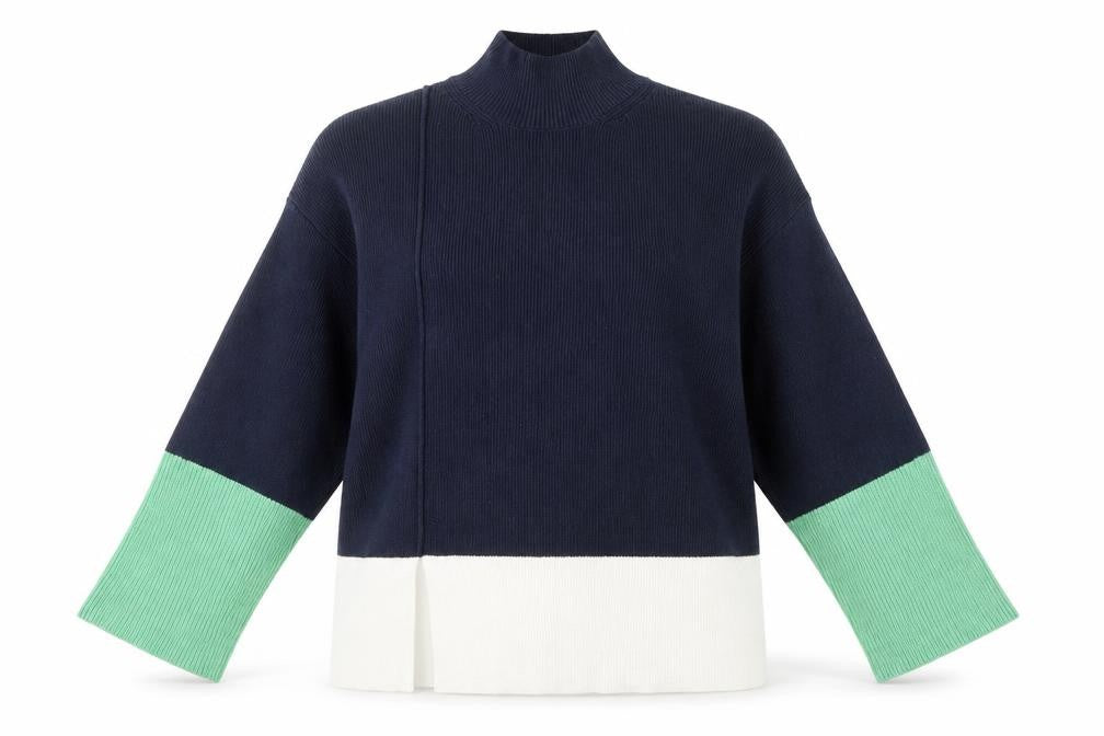 Marks and Spencer Women's Blue High Neck Pullover, Size L