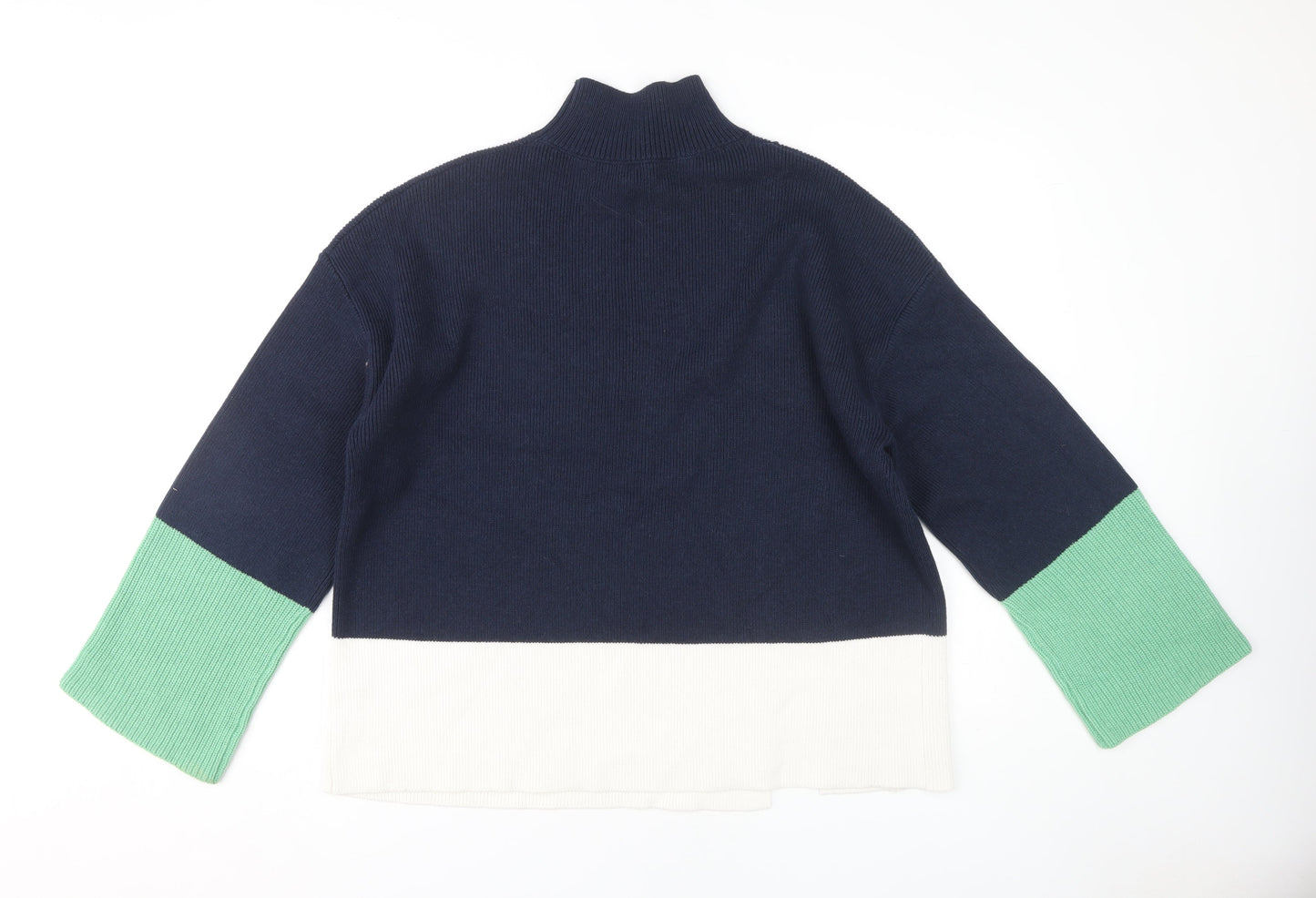 Marks and Spencer Women's Blue High Neck Pullover, Size L