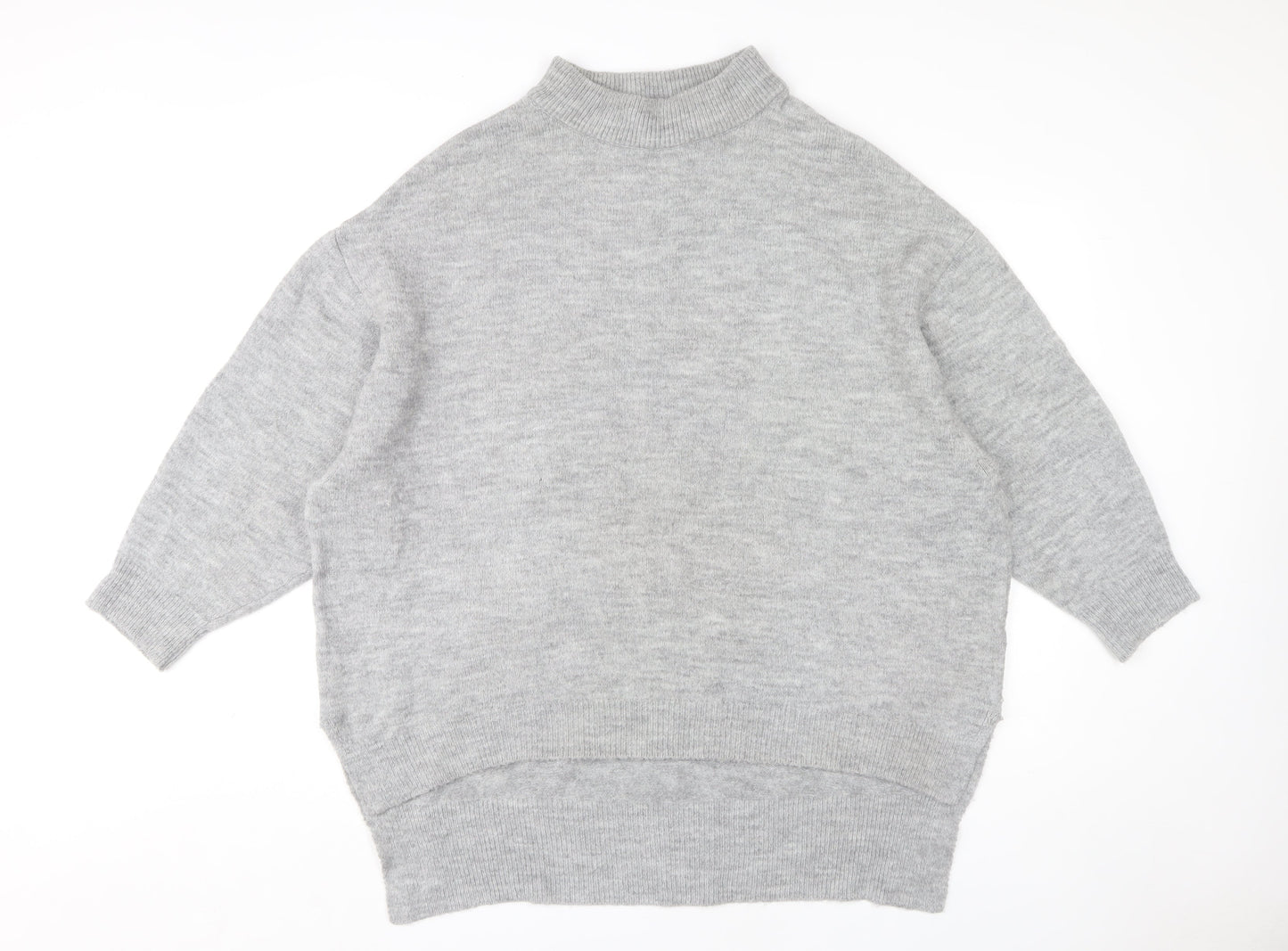 MNG Women's Grey High Neck Jumper, Size 10, Relaxed Fit
