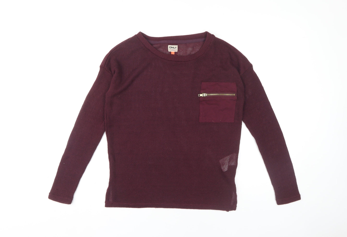 ONLY Womens Purple Crew Neck Jumper Size S