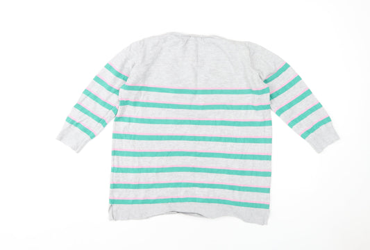 JD Williams Women's Grey Striped Pullover Jumper Size 14