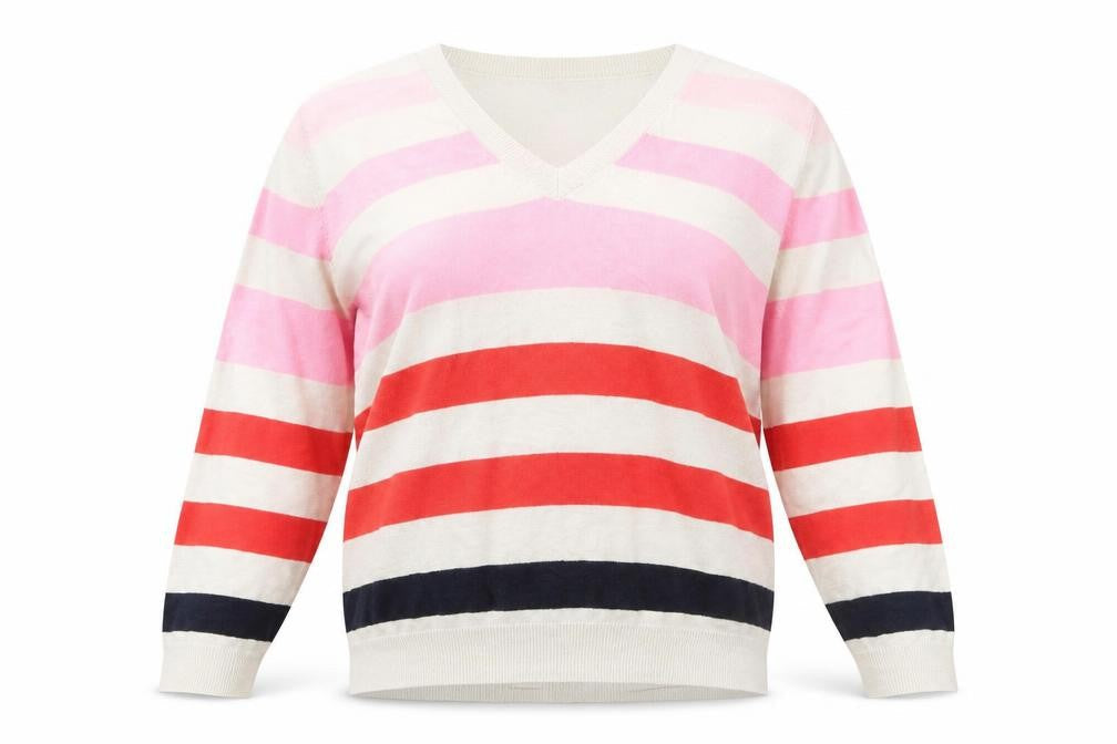 Marks and Spencer Women’s Striped V-Neck Jumper Large