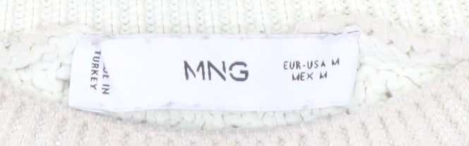 MNG Women Ivory Pullover Jumper, Size M, Autumn Style