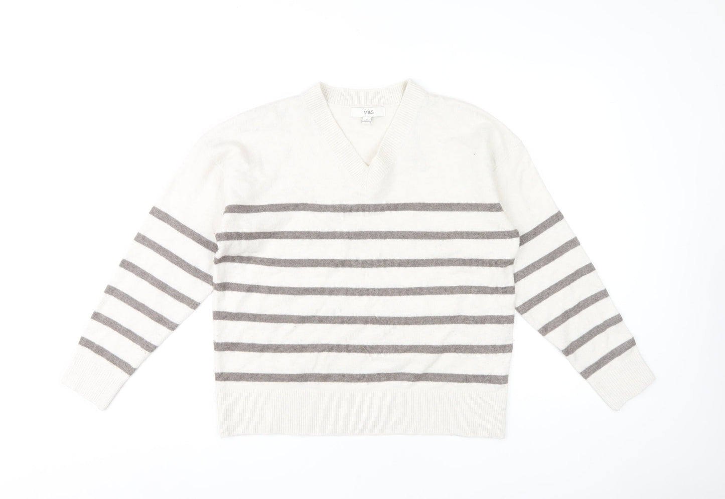 Marks and Spencer Women's Ivory Stripe Pullover Jumper, Size M
