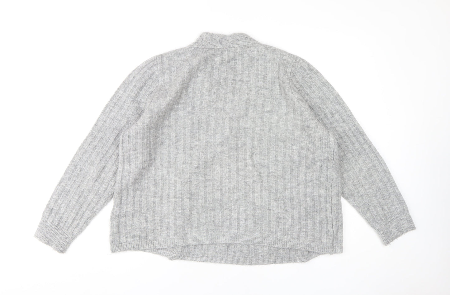Next Women's Grey L V-Neck Cardigan - Casual & Cozy