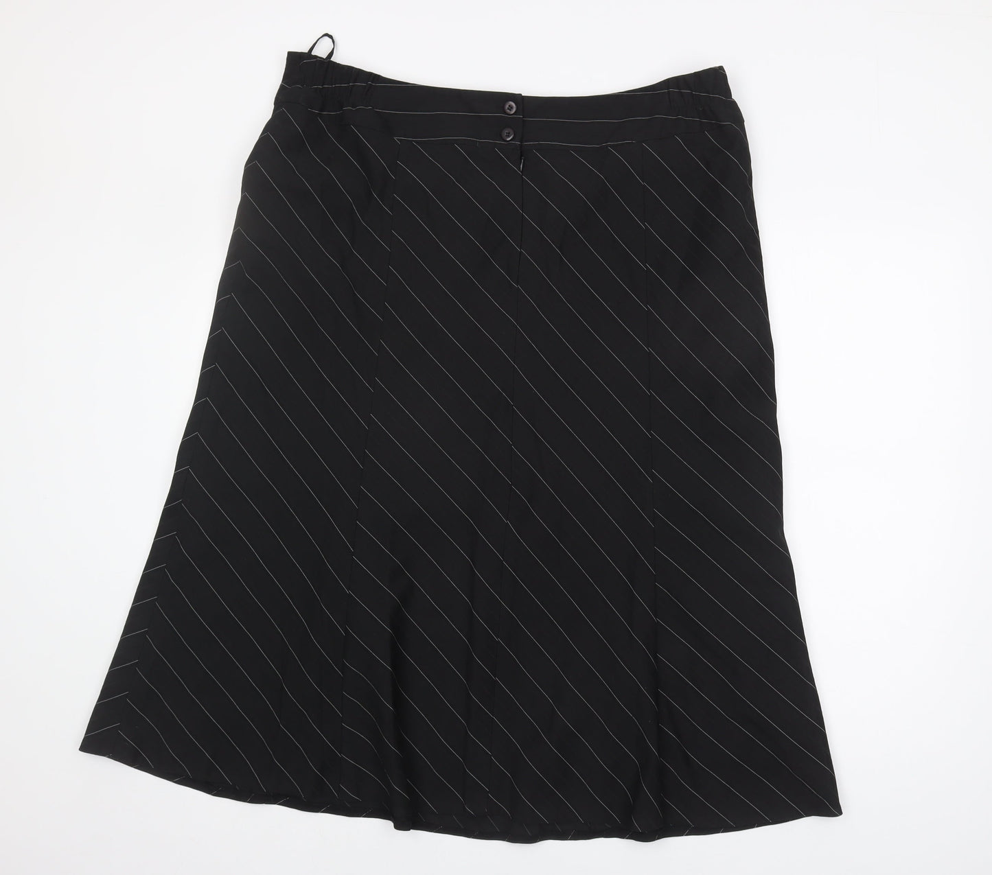 Wardrobe Women's Black Striped A-Line Midi Skirt