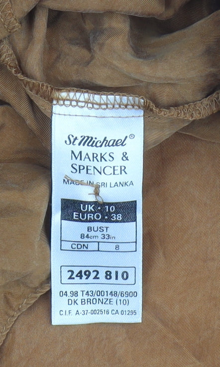Marks and Spencer Women's Brown Blouse, Size 10, Classic Vintage