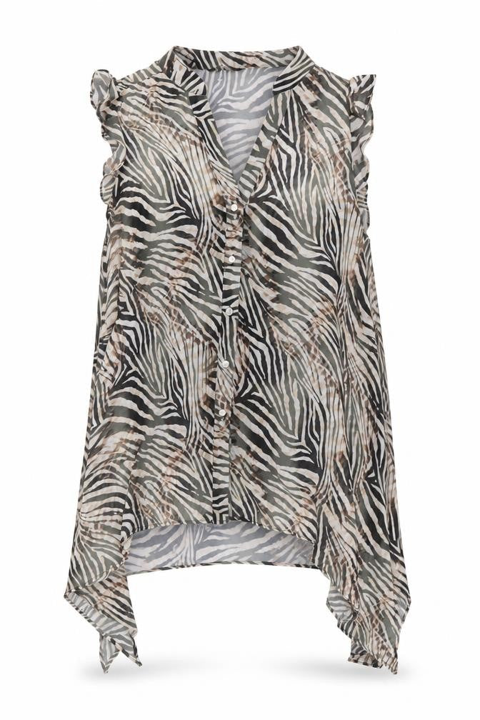 Front view of Roman Women's Multicoloured Zebra Print Blouse, size 14