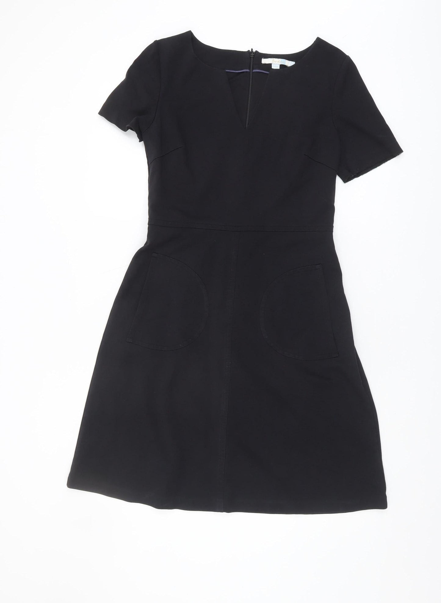 Boden Women's Black A-Line Dress, UK 12, Short Sleeve