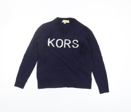 Michael Kors Women's Blue Pullover Jumper, M, Logo