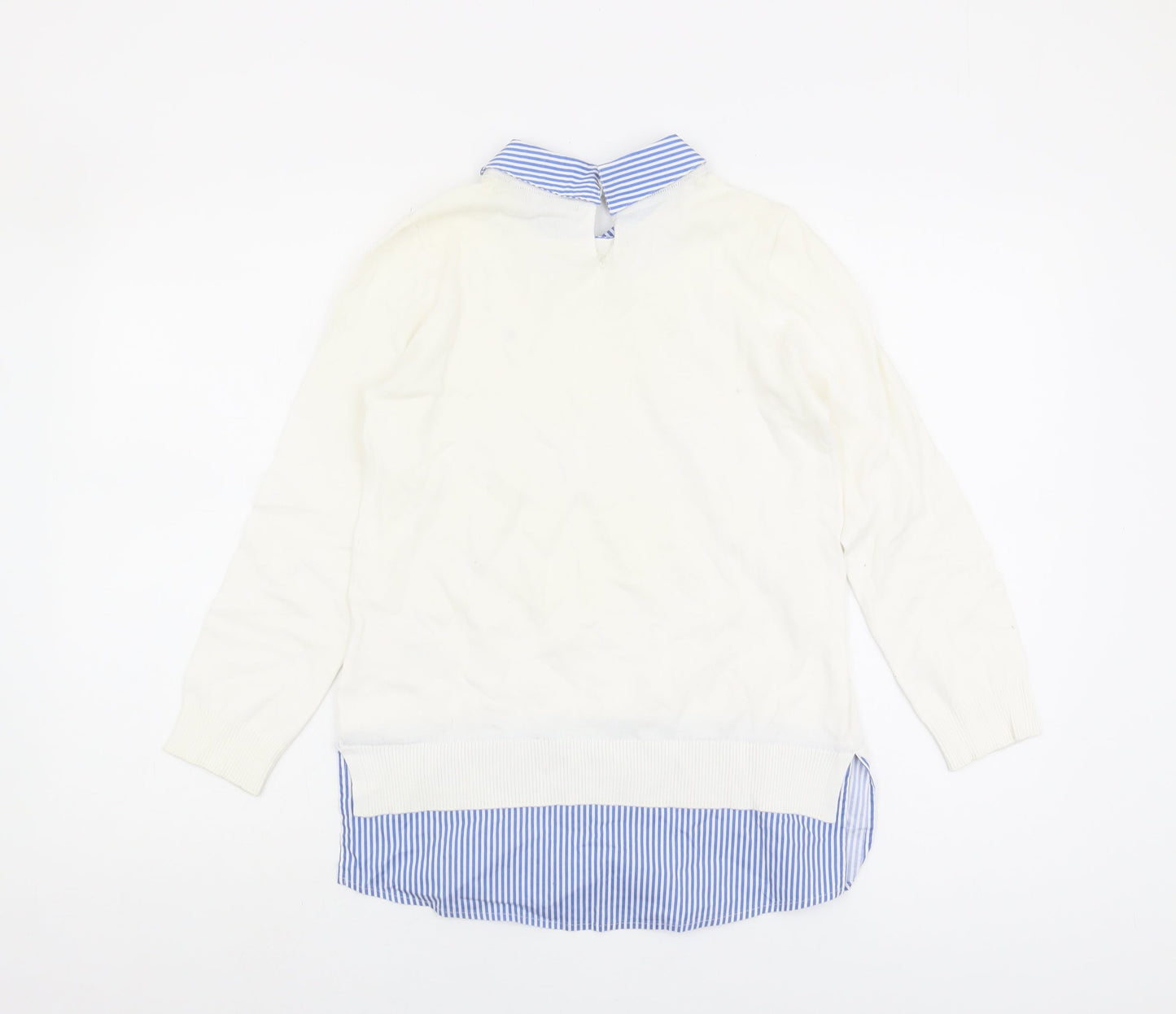 Tommy Hilfiger Women's White Collared Pullover Jumper XS