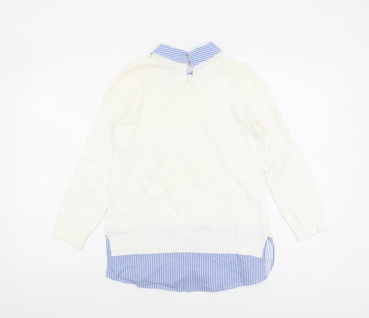 Tommy Hilfiger Women's White Collared Pullover Jumper XS