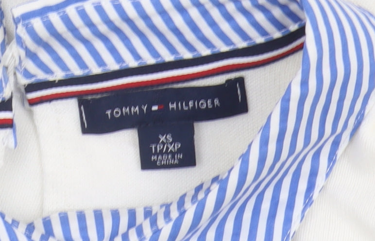 Tommy Hilfiger Women's White Collared Pullover Jumper XS