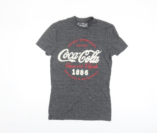 Coca-Cola Men's Grey Retro T-Shirt XS Graphic Logo