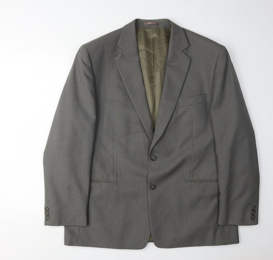 Charlton Gray Mens Grey Blazer 44S Striped Formal Jacket