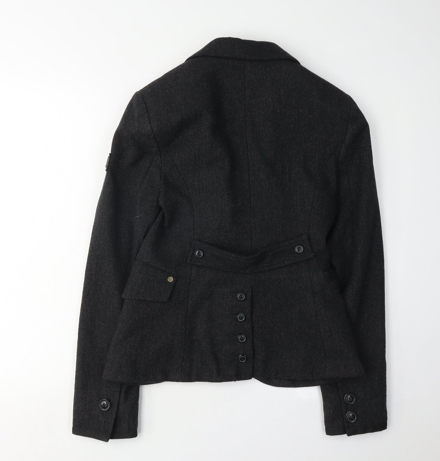 Superdry Women's Black Blazer Small Herringbone Wool