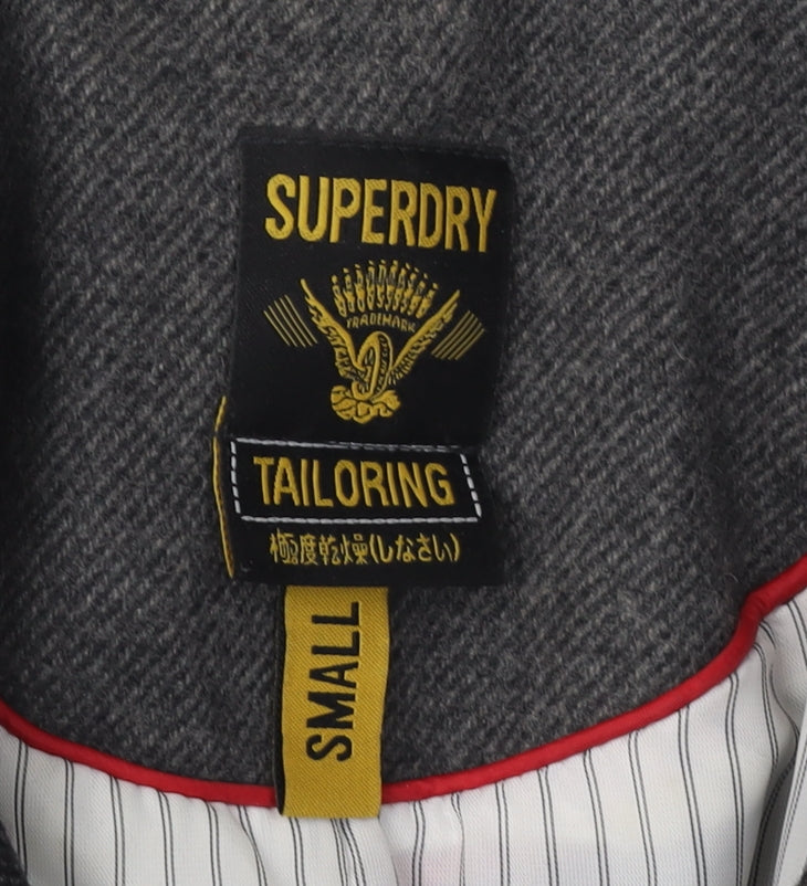 Superdry Women's Black Blazer Small Herringbone Wool