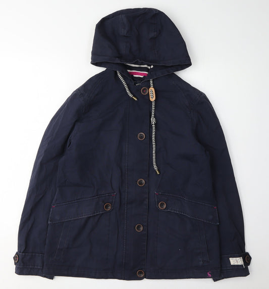 Joules Women's Blue Hooded Anorak Jacket Size 10