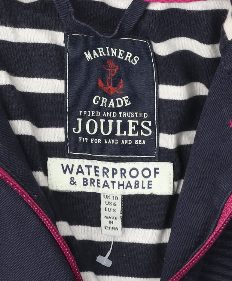 Joules Women's Blue Hooded Anorak Jacket Size 10