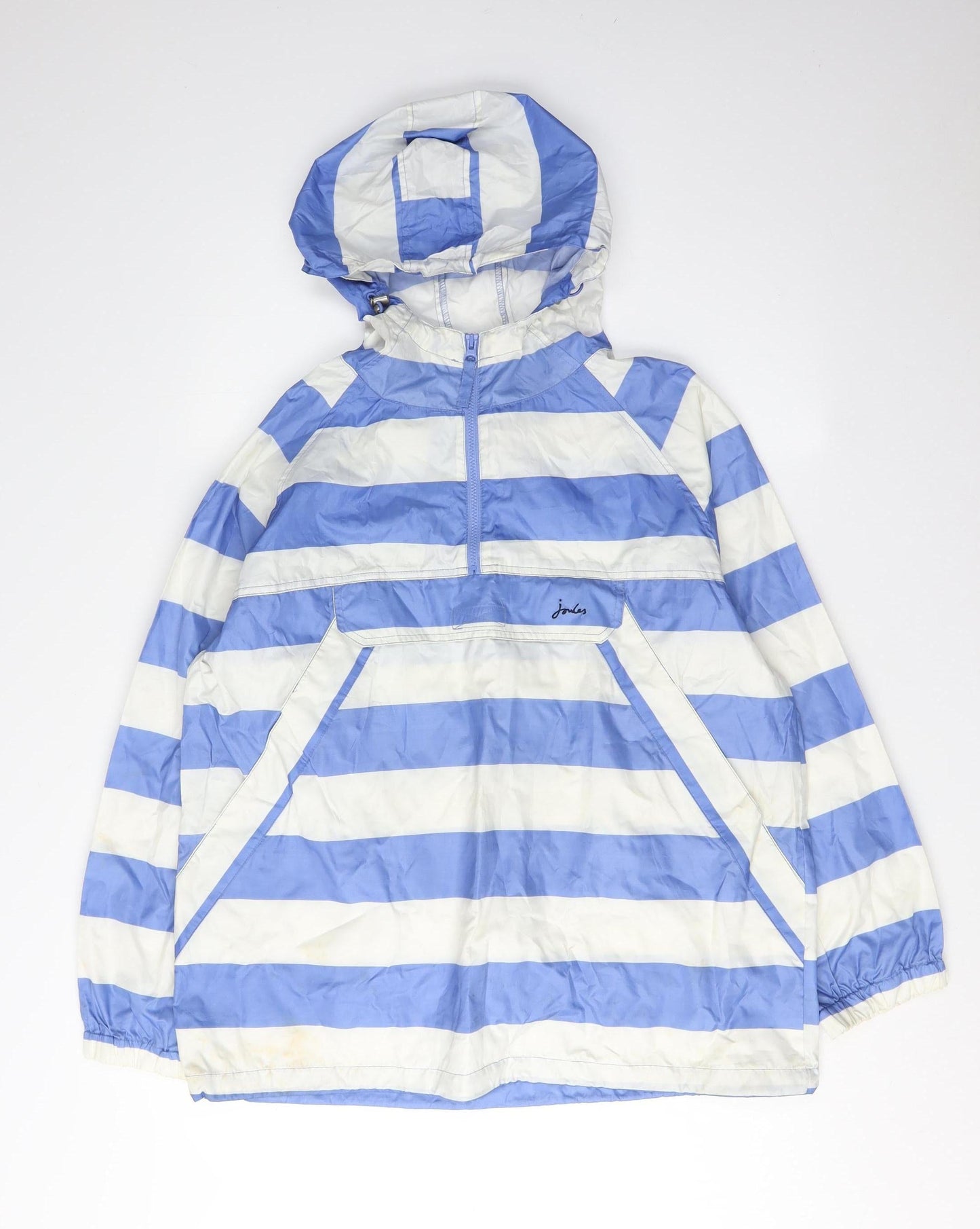 Joules Women's Blue Striped Anorak Jacket Size 12