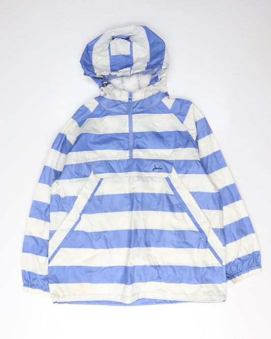Joules Women's Blue Striped Anorak Jacket Size 12