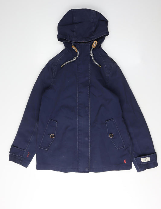 Joules Women's Blue Hooded Rain Coat Size 10