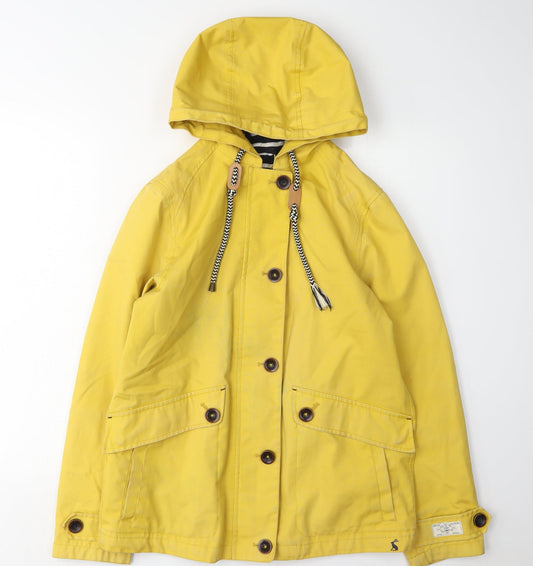 Joules Women's Yellow Rain Coat UK 8 Hooded Nautical