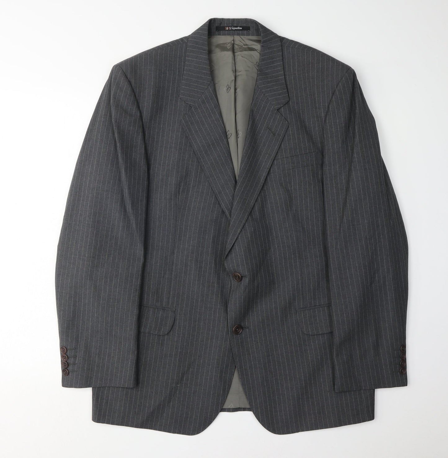 DAKS Men's Grey Striped Wool Blazer 44S