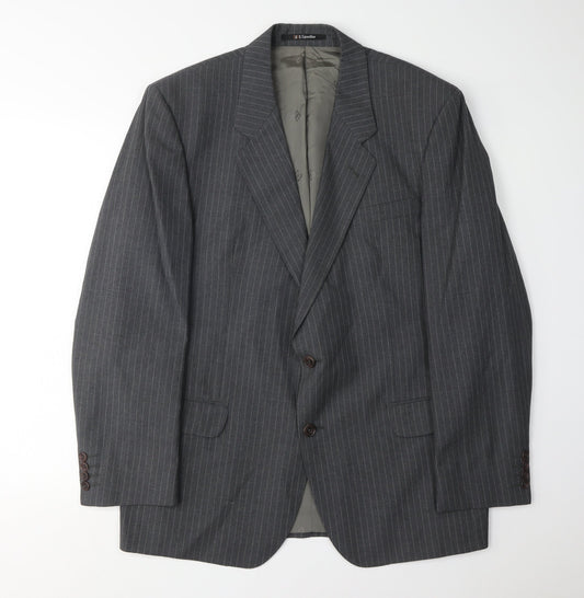 DAKS Men's Grey Striped Wool Blazer 44S