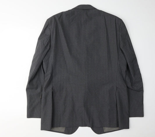 DAKS Men's Grey Striped Wool Blazer 44S
